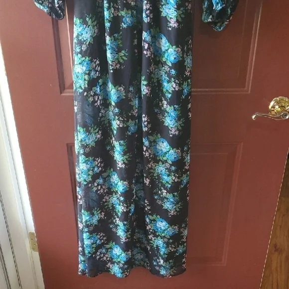 Show Me Your MuMu JOYCELYN Blue and Black Bishop Sleeve Sundress L - Picture 13 of 15
